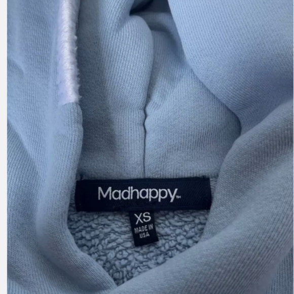 Madhappy Classic Fleece Hoodie light blue/white size XS - Picture 3 of 6